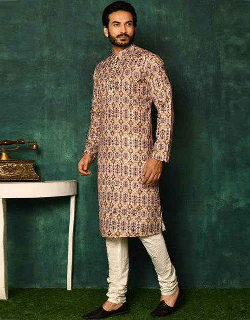 Yellow Kurta Cotton Payjama Closure View