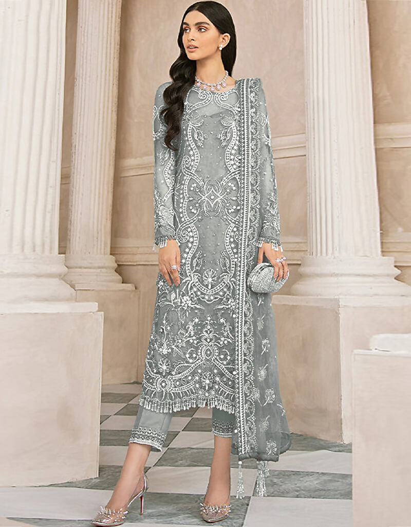Green Butterfly Net Embroidered Festive Salwar Suit