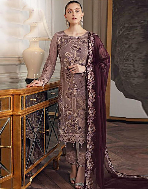 Wine Heavy Fox Georgette Pant Salwar Suit