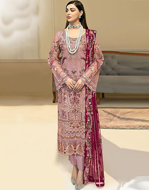 Pink Heavy Fox Georgette Pant Salwar Suit