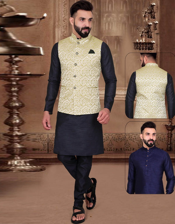Navy Blue Kurta Silk Chudiddar
