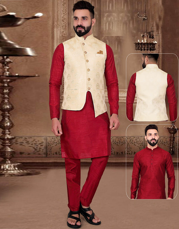 Maroon Kurta Silk Chudiddar