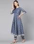 Blue Pure Cotton Pant Anarkali Closure View