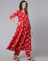 Red Pure Cotton Pant Anarkali Closure View