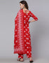 Red Pure Cotton Pant Anarkali Back View