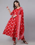 Red Pure Cotton Pant Anarkali