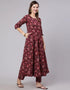 Maroon Pure Cotton Pant Anarkali Closure View
