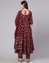 Maroon Pure Cotton Pant Anarkali Back View