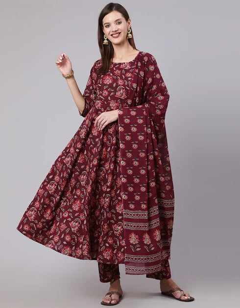 Maroon Pure Cotton Pant Anarkali
