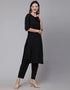 Black Pure Cotton Pant Suit Closure View