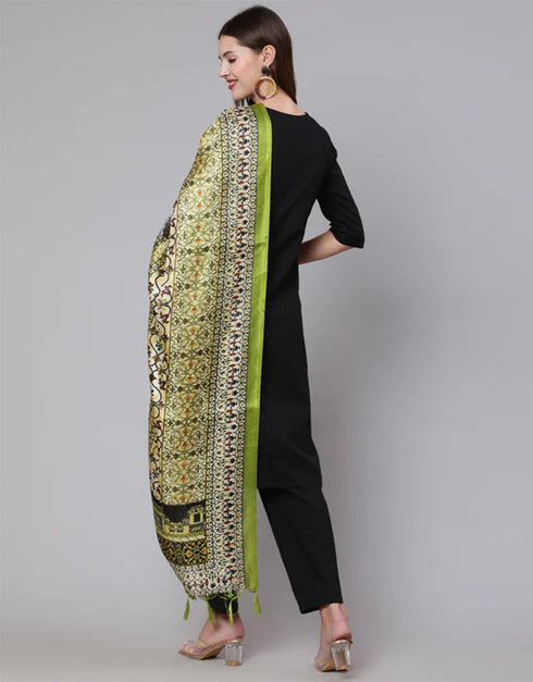 Black Pure Cotton Pant Suit Back View