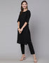 Black Pure Cotton Pant Suit Closure View
