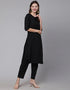 Black Pure Cotton Pant Suit Closure View