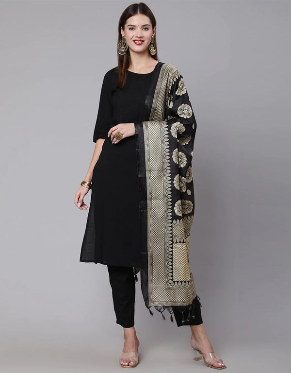 Black Pure Cotton Pant Suit