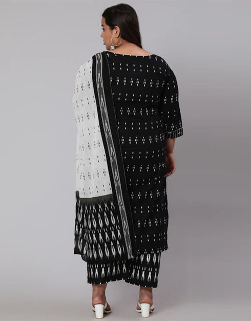 Black Pure Cotton Palazzo Suit Back View