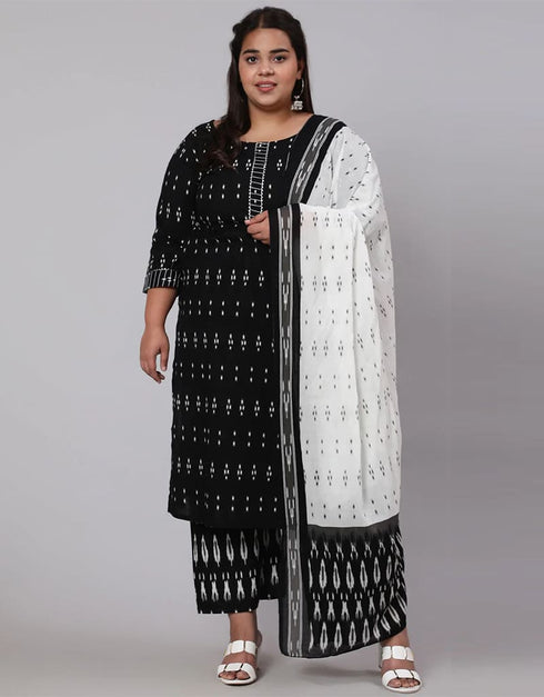 Black Pure Cotton Palazzo Suit