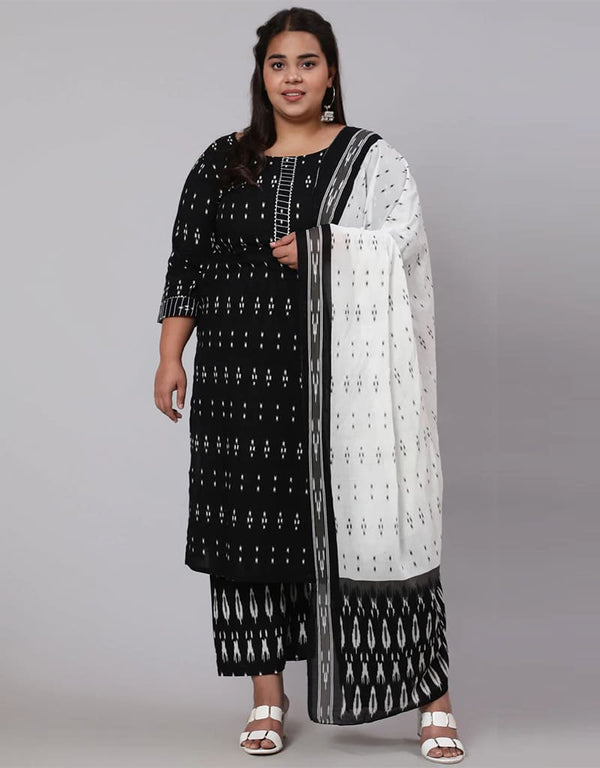 Black Pure Cotton Palazzo Suit