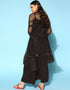 Black Poly Crepe Sharara Suit Back View