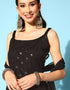 Black Poly Crepe Sharara Suit Salwar Kameez
