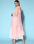 Light Pink Poly Crepe Sharara Suit Back View