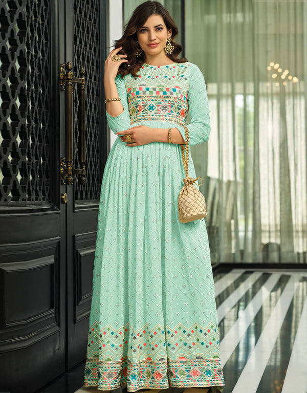 Pista Fox Georgette Anarkali Salwar Suit