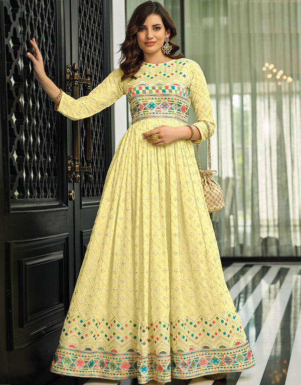 Yellow Fox Georgette Anarkali Salwar Suit