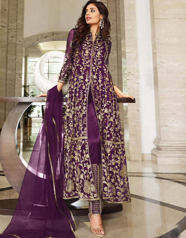 Purple Pure Butterfly Net Pant Suit