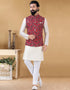 Off White Kurta Silk Chudidaar