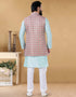 Sky Blue Kurta Silk Chudidaar Closure View
