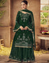 Green Fox Georgette Sharara Salwar Suit