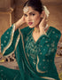 Teal Blue Fox Georgette Sharara Salwar Suit Closure View