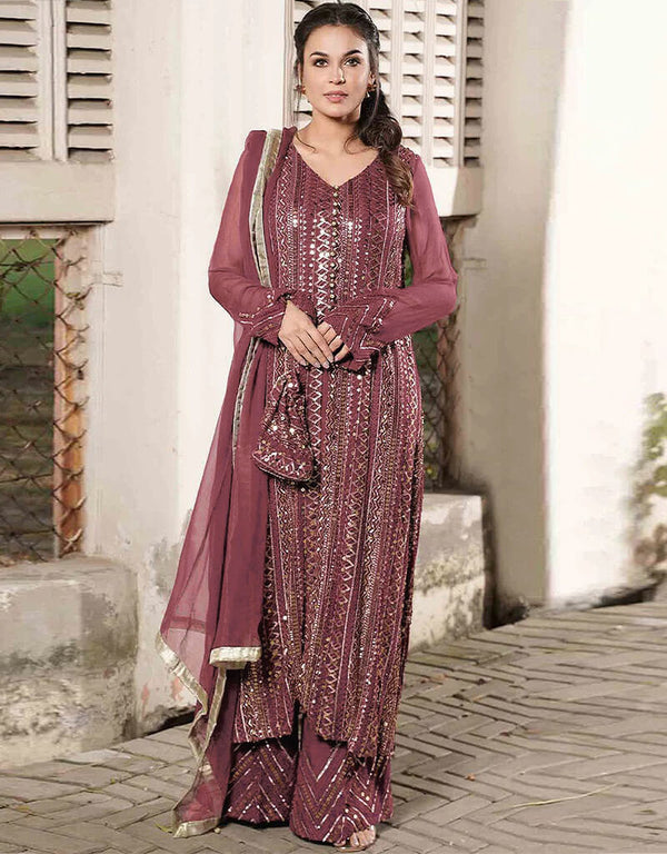 Pink Fox Georgette Palazzo Salwar Suit