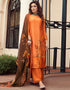 Orange Pant style Suit Pure Viscose Silk Salwar Kameez in Digital Print, Handwork & Lace Work