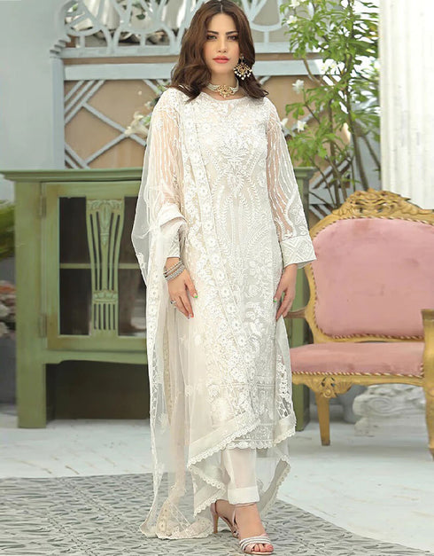 White Fox Georgette Pant Salwar Suit