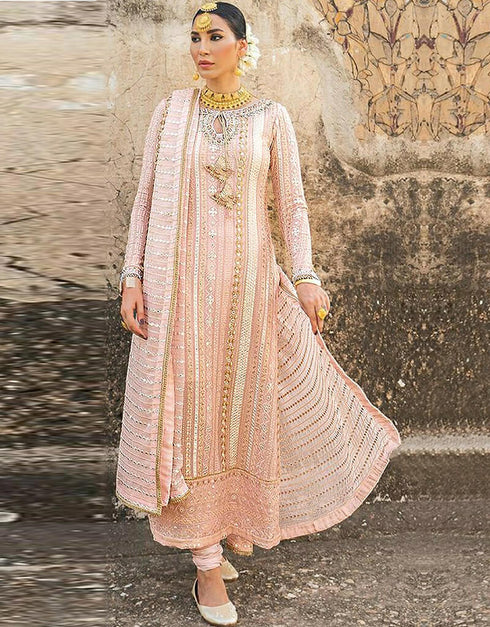 Peach Fox Georgette Chudidar Salwar Suit