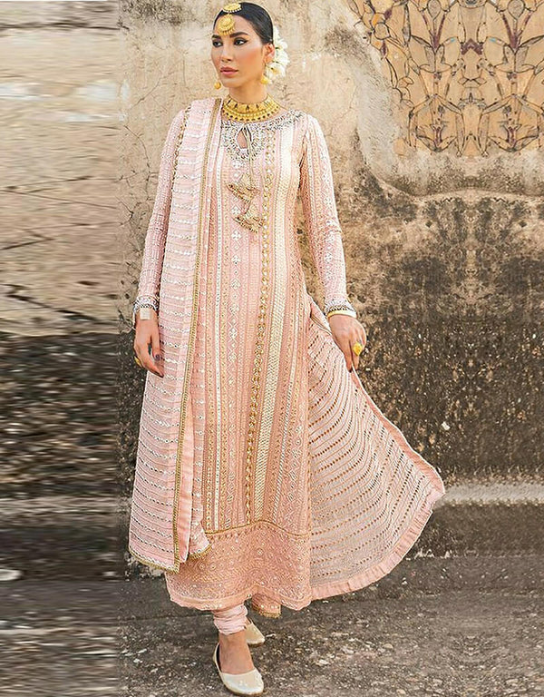 Peach Fox Georgette Chudidar Salwar Suit