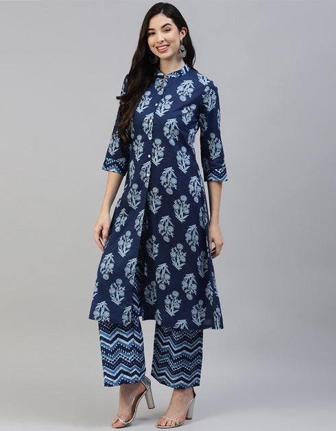 Blue Cotton Palazzo Salwar Suit