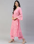 Pink Cotton Palazzo Salwar Suit Closure View