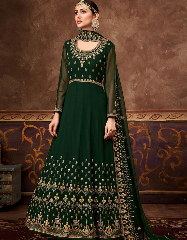 Real Blooming Georgette Green Salwar Kameez Suit Anarkali Bottom