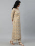 Beige Pure Cotton Palazzo Suit Closure View