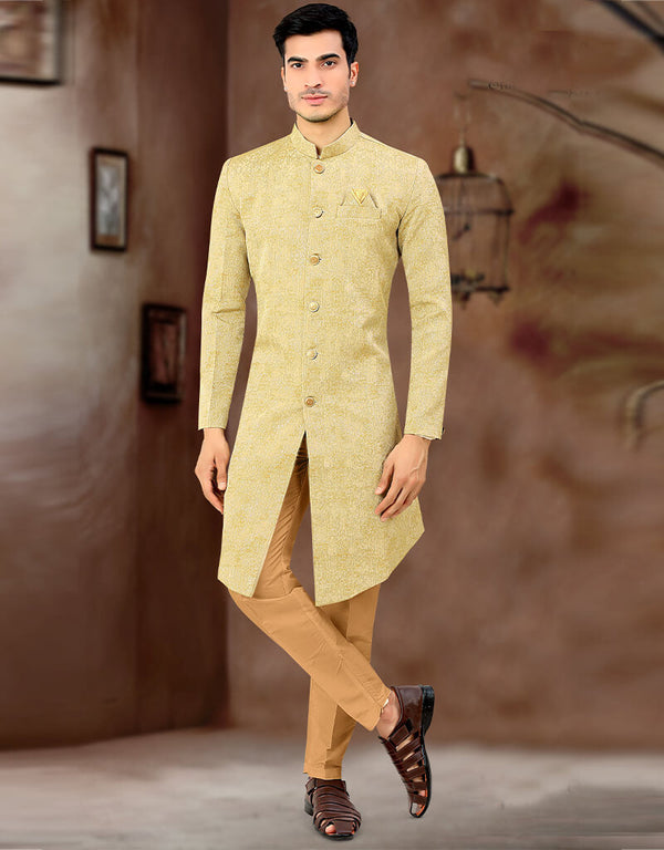 Gold Kurta Jacquard Trouser