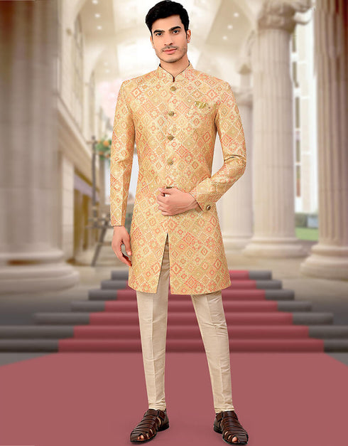 Pink Kurta Jacquard Trouser