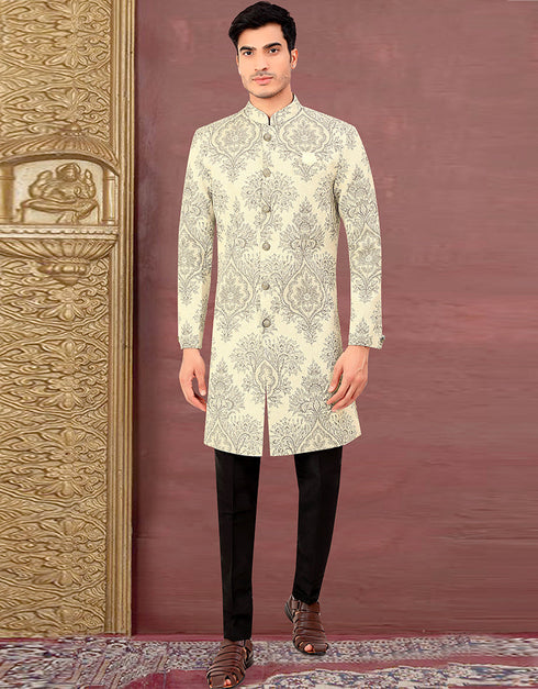 White Kurta Jacquard Trouser