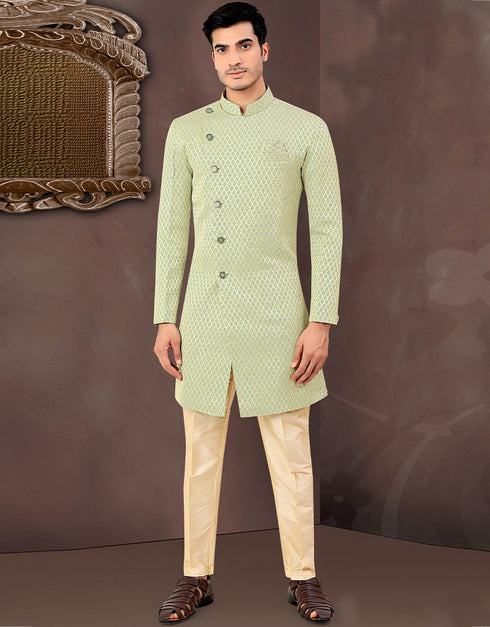 Sea Green Kurta Jacquard Trouser