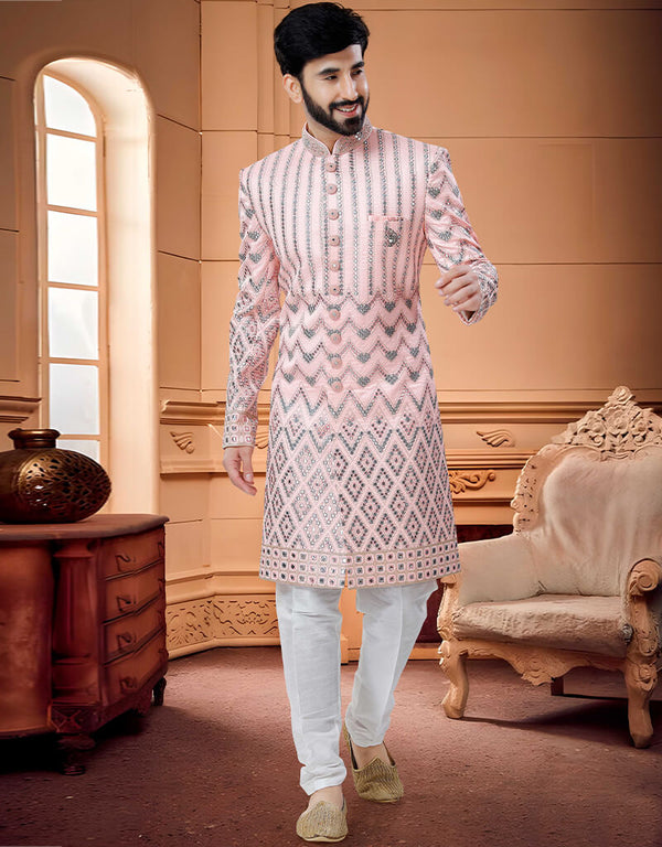 Peach Kurta Silk Payjama