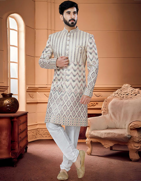 Cream Kurta Silk Payjama