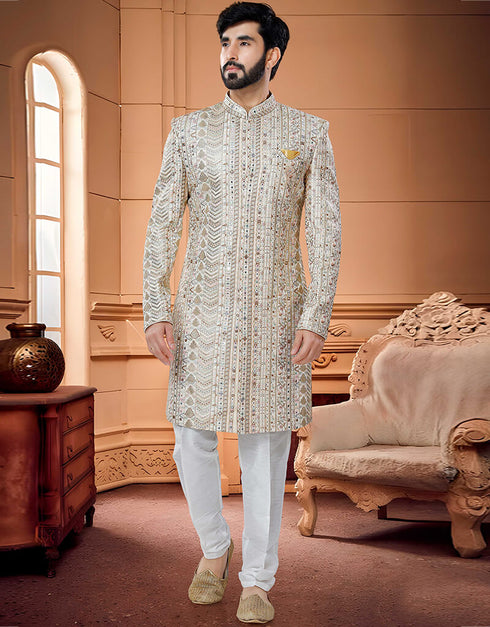 Cream Kurta Silk Payjama