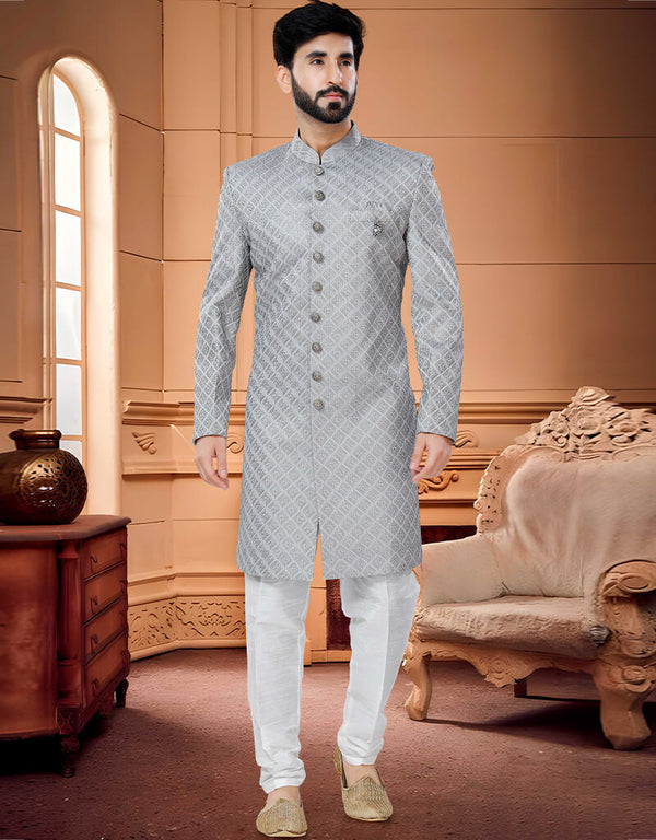 Grey Kurta Silk Payjama