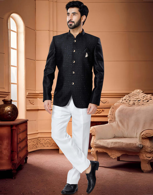 Black Kurta Jacquard Trouser