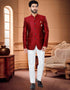 Red Kurta Jacquard Trouser